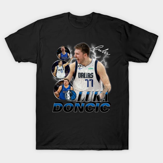 RETRO VINTAGE UKA DONCIC MAVERICKS BASKETBALL BOOTLEG T-Shirt by Archer Expressionism Style